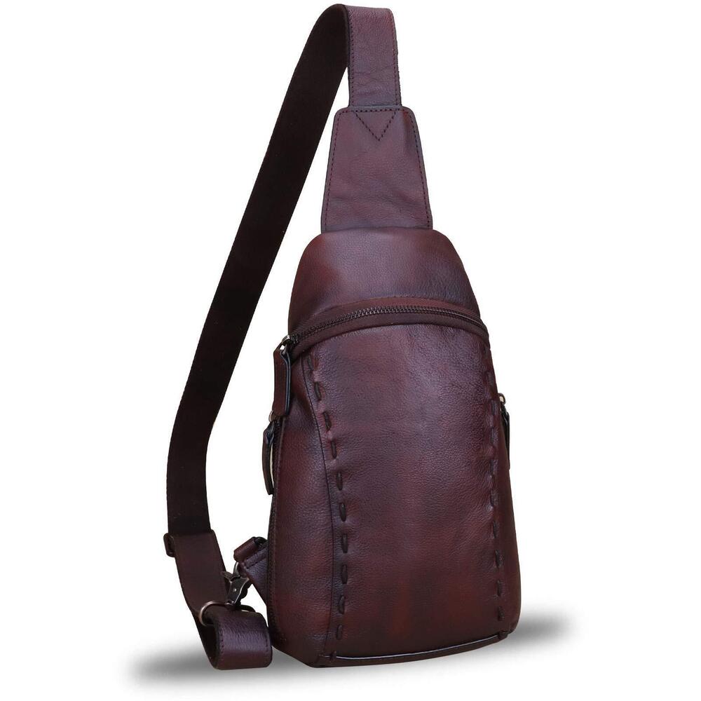 9059 Leather Silng Bag and Vintage Real Leather Sling Backpack Shoulder
